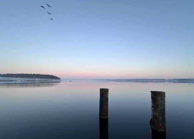 Blick auf eine spiegelglatte Ostsee
