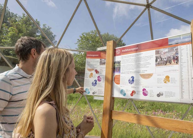 Mann und Frau in Klimapark